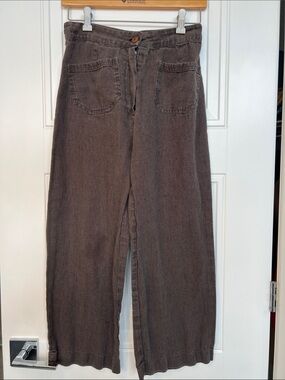 High-Waist Wide Leg Charcoal Black Linen Pants
